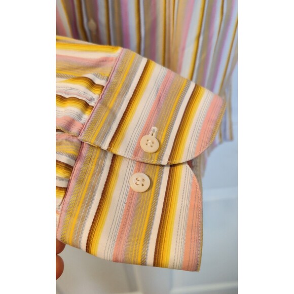 Men's St. Croix Pink Striped Long Sleeve Dress Shirt Sz L Made In Italy - Picture 3 of 10